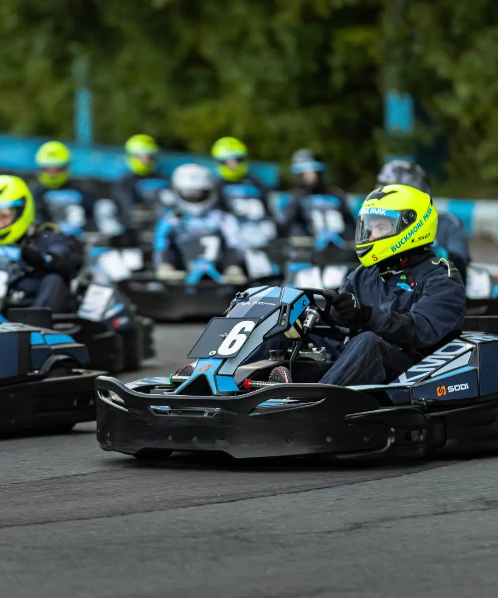 A grid of karters lined up at Buckmore Park