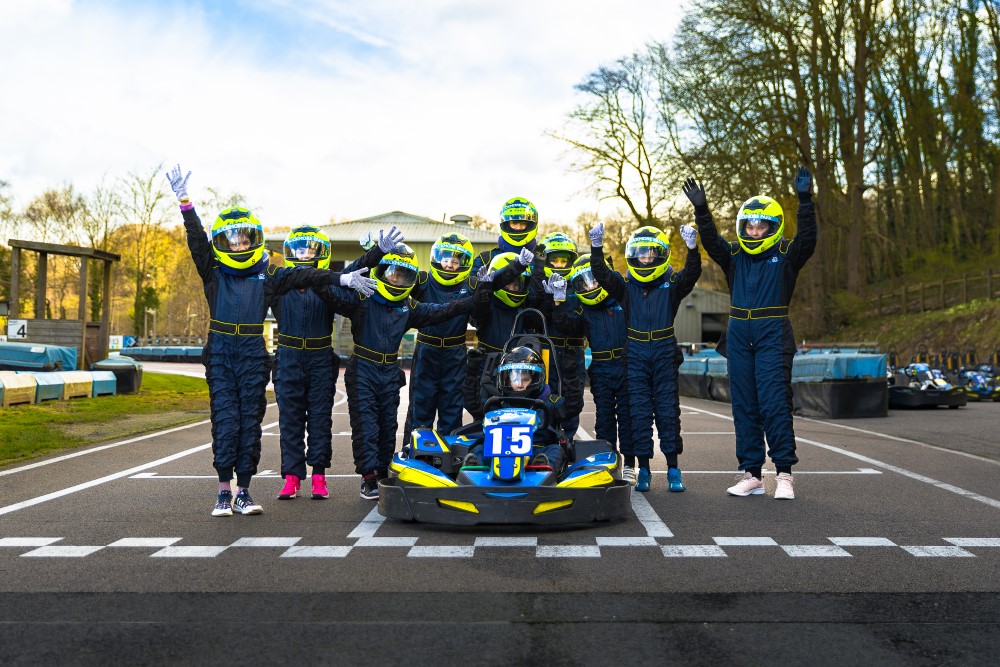 Junior karting party celebrating a race