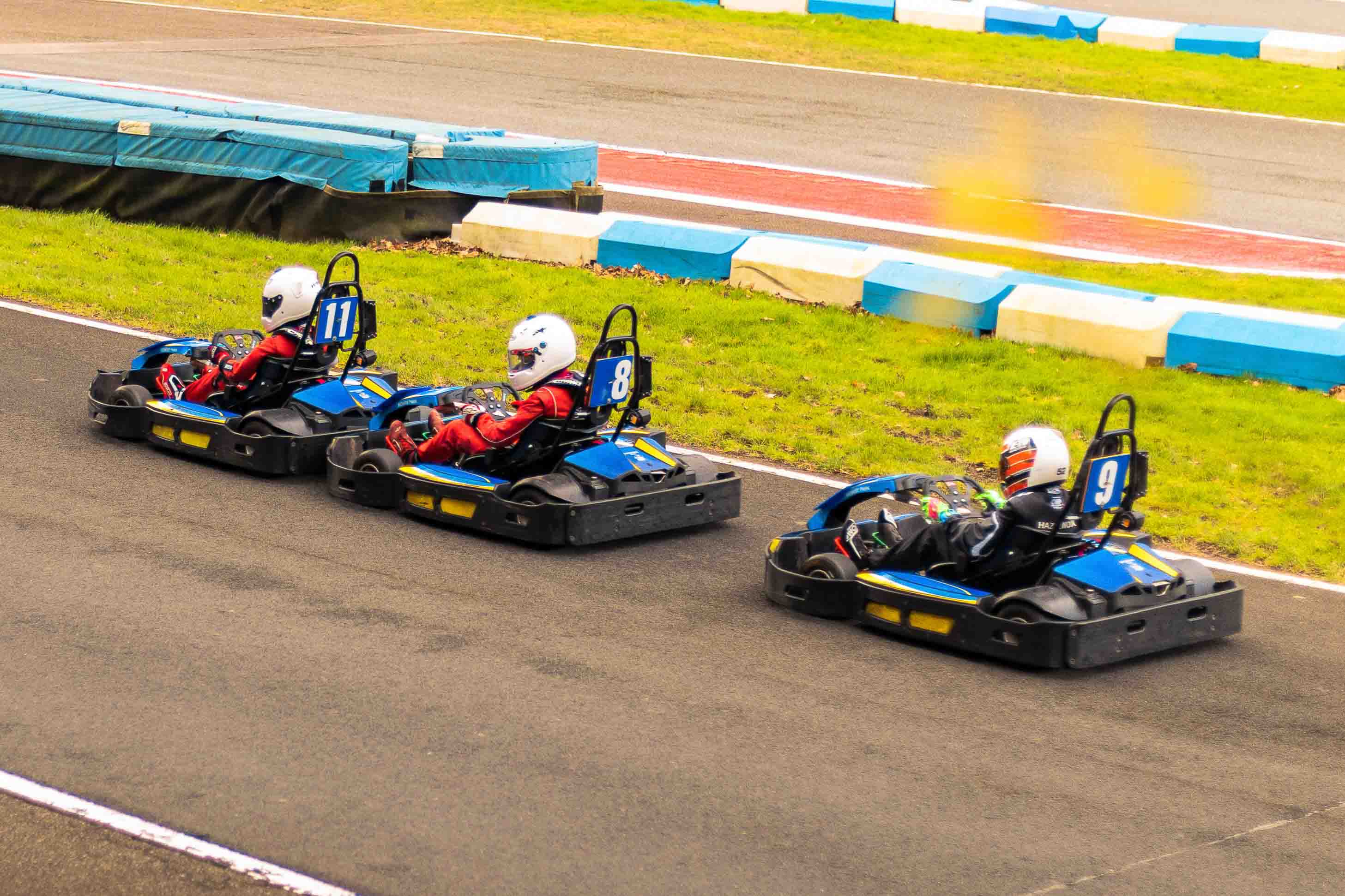 Junior karters racing at Buckmore Park